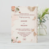 Carte Faire-part de mariage fleurs élégantes perso (Debout devant)