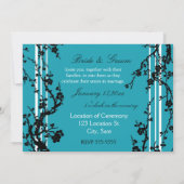 Carte Faire-part de mariage florale noire turquois (Dos)