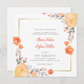 Carte Faire-part de mariage Florale Orange (Devant / Derrière)