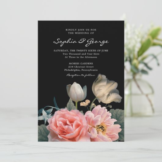 Carte Faire-part de mariage florale romantique (Debout devant)
