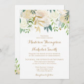 Carte Faire-part de mariage Gold et White Flower (Devant / Derrière)