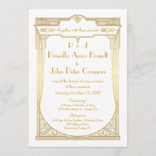 Carte Faire-part de mariage, Grand Gatsby, blanc, 
