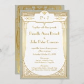 Carte Faire-part de mariage,Grand Gatsby,gris or (Devant / Derrière)