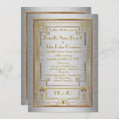 Carte Faire-part de mariage, Grand Gatsby, métal a (Devant / Derrière)