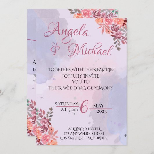 Carte Faire-part de mariage Lavendar moderne (Devant / Derrière)