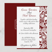 Carte Faire-part de mariage Maroon Élégante Open W (Devant / Derrière)