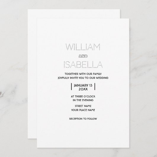 Carte Faire-part de mariage minimale simple (Devant / Derrière)