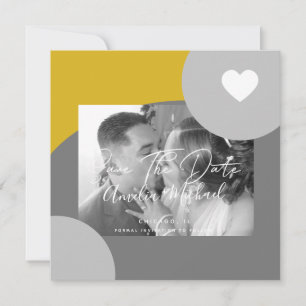 Carte Faire part de mariage moderne arch photo gris et j