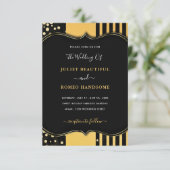 Carte Faire-part de mariage moderne Black Frame Or (Debout devant)