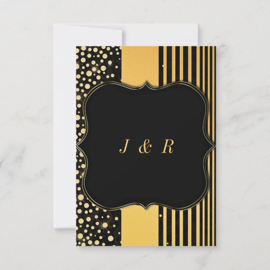 Carte Faire-part de mariage moderne Black Frame Or (Dos)