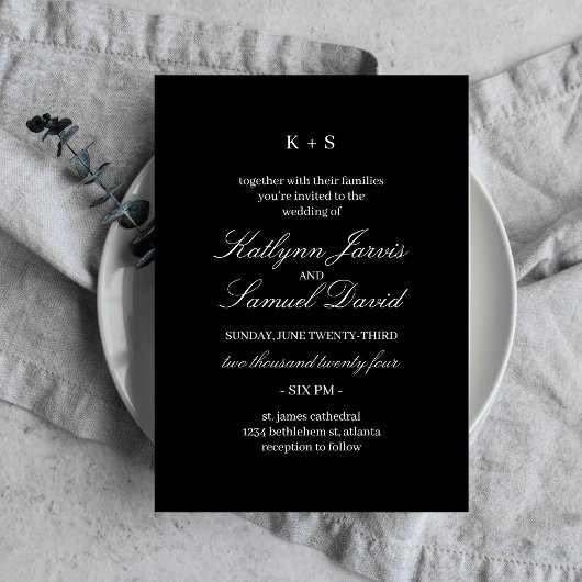 Carte faire-part de mariage Noir Vente Moderne