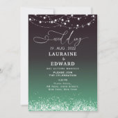 Carte Faire-part de mariage noir vert simple (Devant)