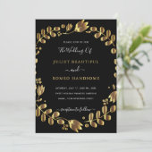 Carte Faire-part de mariage noire Gold Tulip (Debout devant)