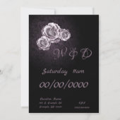 Carte Faire-part de mariage noire rose Roses (Dos)