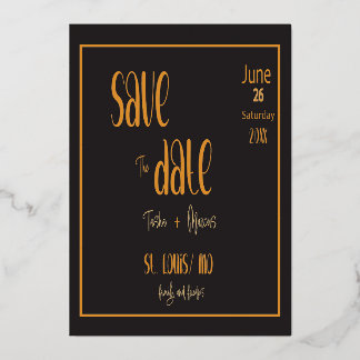 Carte faire-part de mariage or et noir