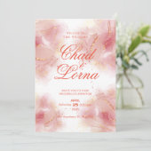 Carte Faire-part de mariage or et rose (Debout devant)