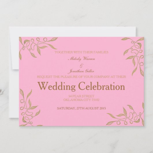 Carte Faire-part de mariage Ornement d'or (Devant)