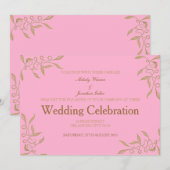 Carte Faire-part de mariage Ornement d'or (Devant / Derrière)