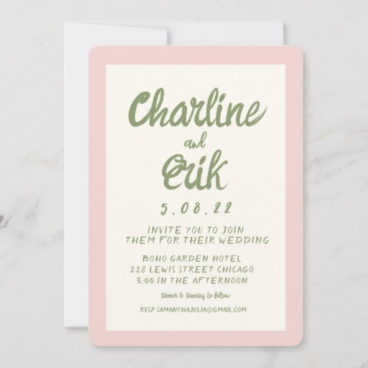 Carte Faire-part de mariage Pastel Retro (Devant)