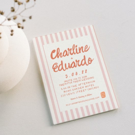 Carte Faire-part de mariage Pastel Retro