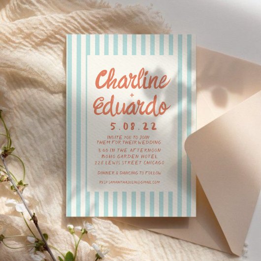 Carte Faire-part de mariage Pastel Retro