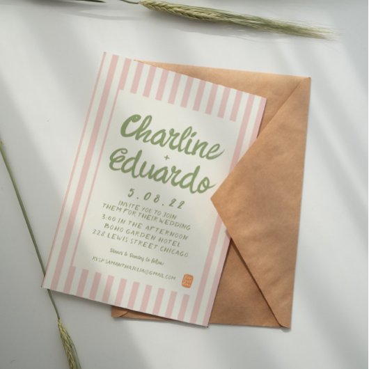 Carte Faire-part de mariage Pastel Retro