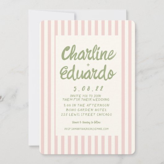 Carte Faire-part de mariage Pastel Retro (Devant)