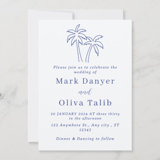 Carte Faire-part de mariage personnalisée - Élégan (Devant)