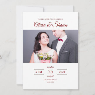 Carte Faire-part de mariage photo minimaliste