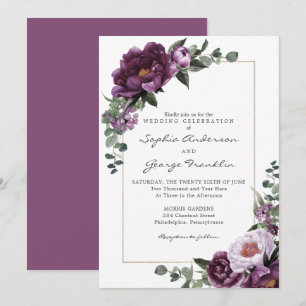 Carte Faire-part de mariage Plum Peonies