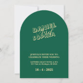 Carte faire-part de mariage rétroactive verte (Devant)