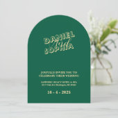 Carte faire-part de mariage rétroactive verte (Debout devant)