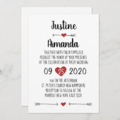 CARTE FAIRE-PART DE MARIAGE ROMANTIQUE (Devant / Derrière)