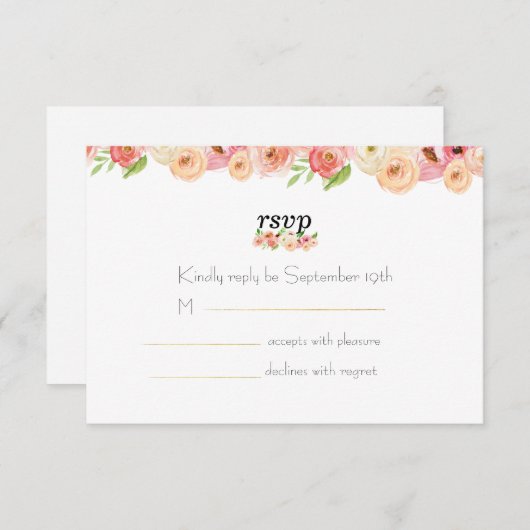 Carte Faire-part de mariage RSVP Coral Spring (Devant / Derrière)