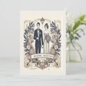 carte faire-part de mariage rsvp simple rétro (Debout devant)