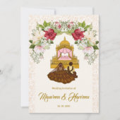 Carte faire-part de mariage Sikh floral aquarelle (Devant)