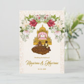 Carte faire-part de mariage Sikh floral aquarelle (Debout devant)