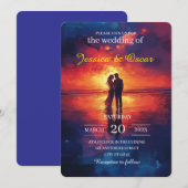 Carte Faire-part de mariage Silhouette Couple Beac (Devant / Derrière)