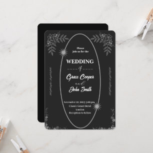 Carte faire-part de mariage simple en noir et blan