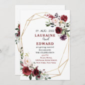 carte faire-part de mariage simple floral (Devant / Derrière)