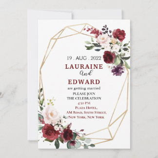 carte faire-part de mariage simple floral