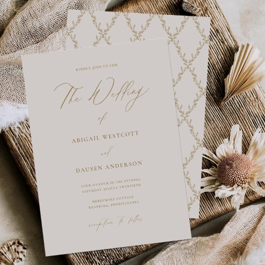 Carte Faire-part de mariage simple Gold & Cream