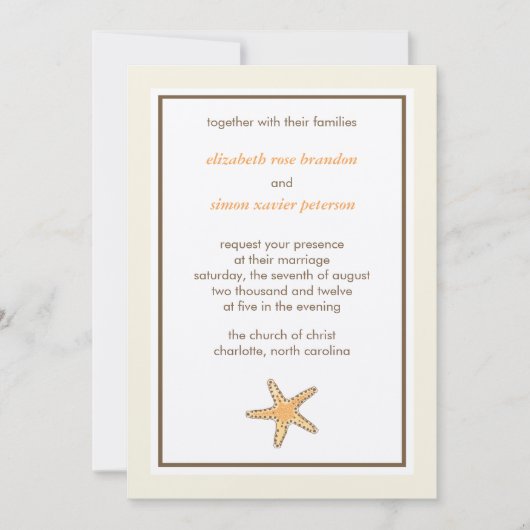 Carte faire-part de mariage Starfish (Devant)