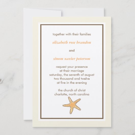 Carte faire-part de mariage Starfish (Devant)