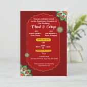 Carte Faire-part de mariage traditionnelle rouge (Debout devant)
