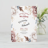 Carte Faire-part de mariage Victorian Peony Luxe (Debout devant)