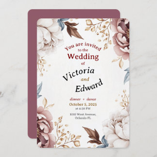 Carte Faire-part de mariage Victorian Peony Luxe