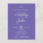 Carte Faire-part de mariage violette élégante (Devant)