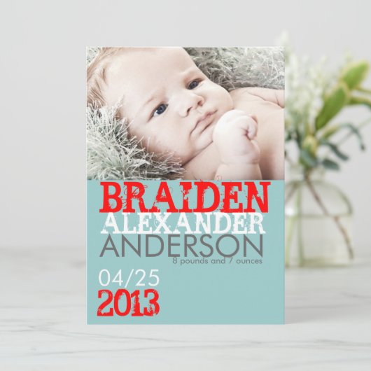 Carte faire-part de naissance (Debout devant)