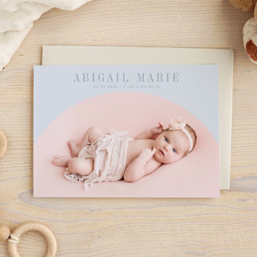 Carte Faire-part de naissance à cadre Arc Bleu